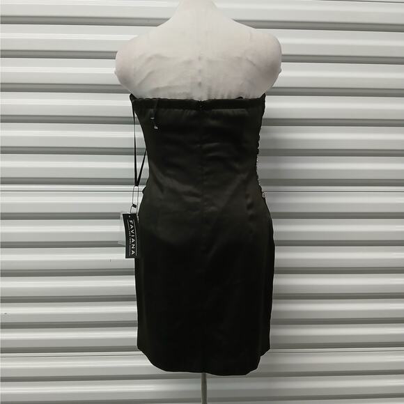 Faviana Womens Cocktail Dress Size Small Black Formal Strapless Crystal Beaded - Picture 3 of 11